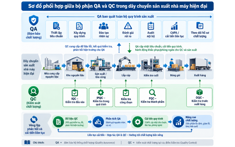Mối quan hệ tương hỗ giữa đảm bảo chất lượng (QA) và kiểm soát chất lượng (QC) tại hiện trường